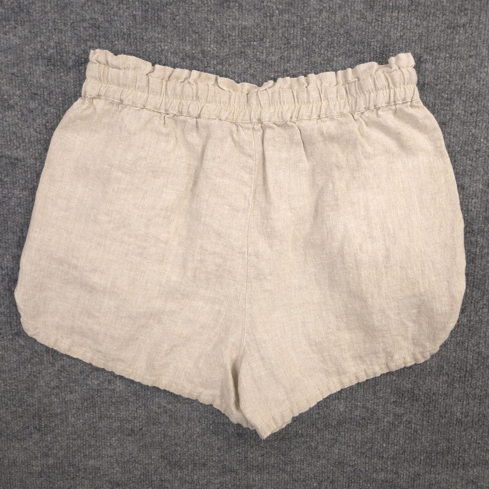 Faherty Laguna Linen Tie Waist Shorts Womens Small Flax Beige High Rise Casual - Picture 2 of 9